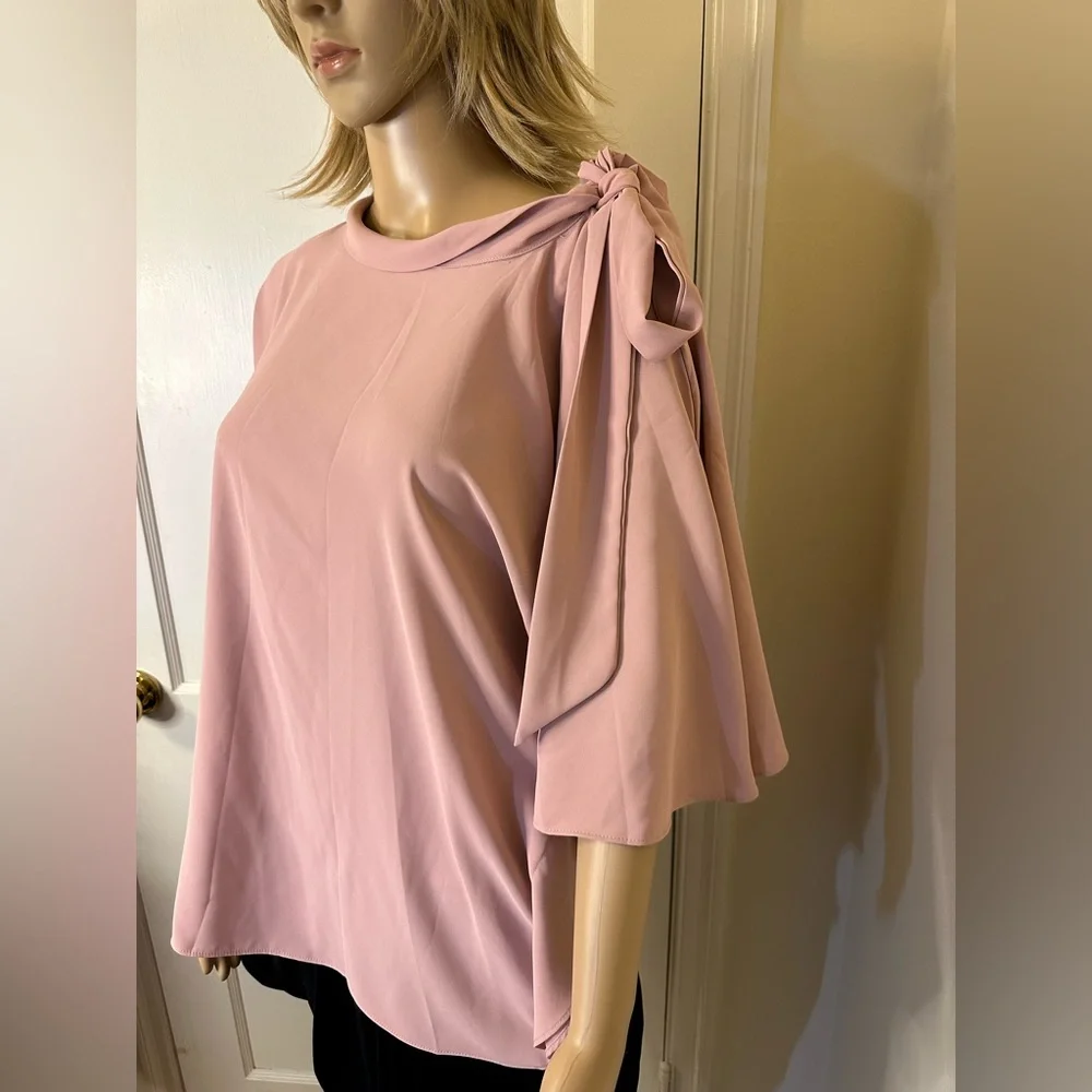 NWOT - SHEIN Mulvari Knot Shoulder Asymmetrical Batwing Sleeve Top - Size L - Picture 6 of 6